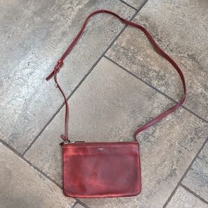 Celine Trio Leather Crossbody Luxury Minimalist Crossbody Bag Red